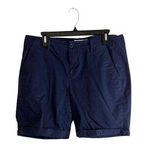 Old Navy Womens Shorts Adult Size 12 Bermuda Blue Cuffed Pockets 7" Inseam